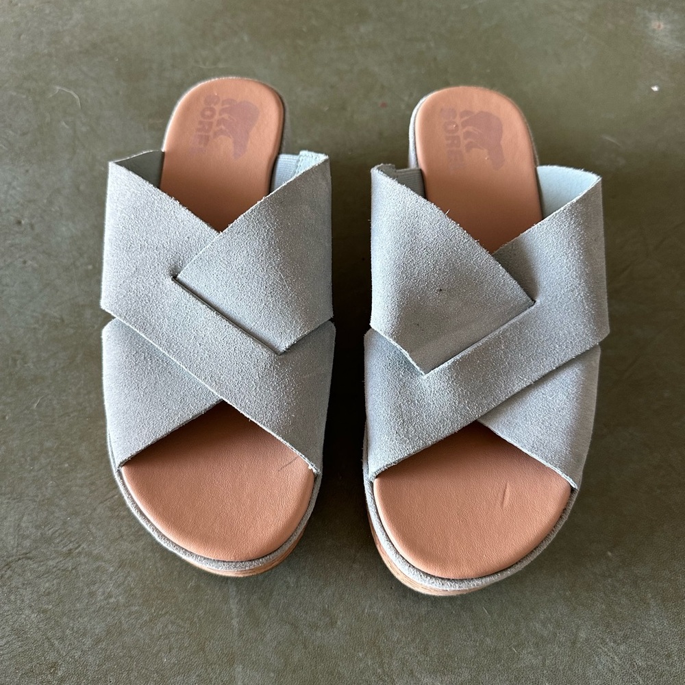 Sorel slip in wedge sandals